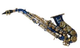 Sopransaxophon gebogen + Koffer + Mundstück, blau gold