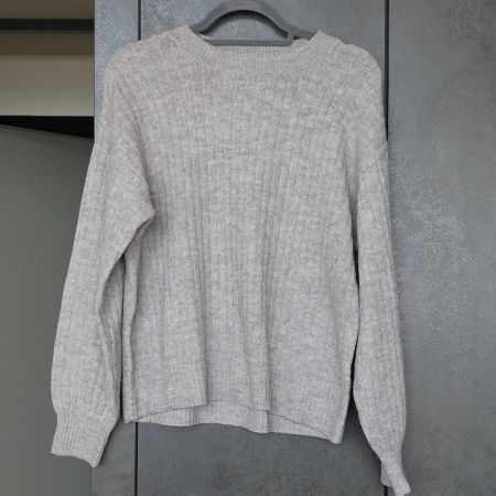 🐸 H&M PULLOVER XS GRAU RIPPSTRICK KUSCHLIG