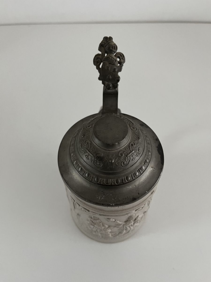 Tutte le decorazioni: Humpen / Steinkrug mit Zinndeckel – Usato da Wetzikon ZH venduto da seli03 1