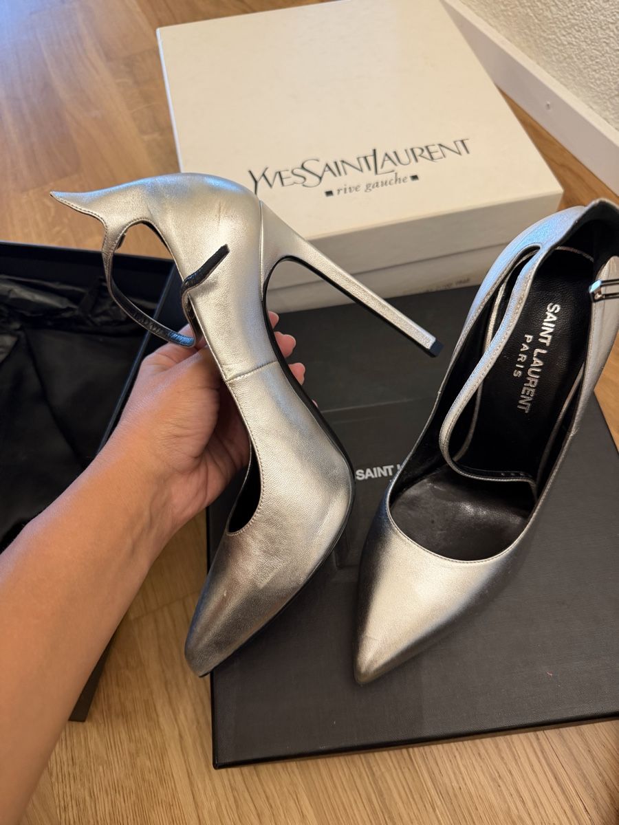 Saint Laurent Scarpe da donna: Saint Laurent Paris Heels Silver Size 37.5 – Usato da Reinach BL venduto da K.zh.A 3