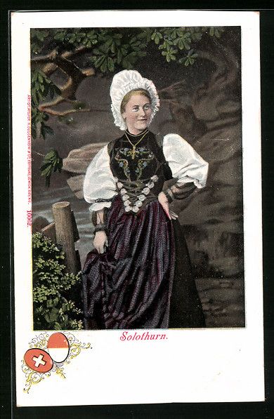 Cartoline postali: AK Solothurn, Schweizerin in Tracht – Usato da Berlin venduto da bartko-reher