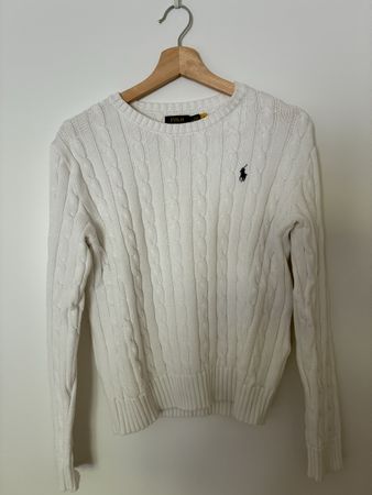 Polo Ralph Lauren Pullover Zopfmuster Weiss Grösse M