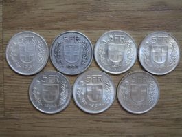 7 x 5 Franken 1931/32/40/40/65/67/69