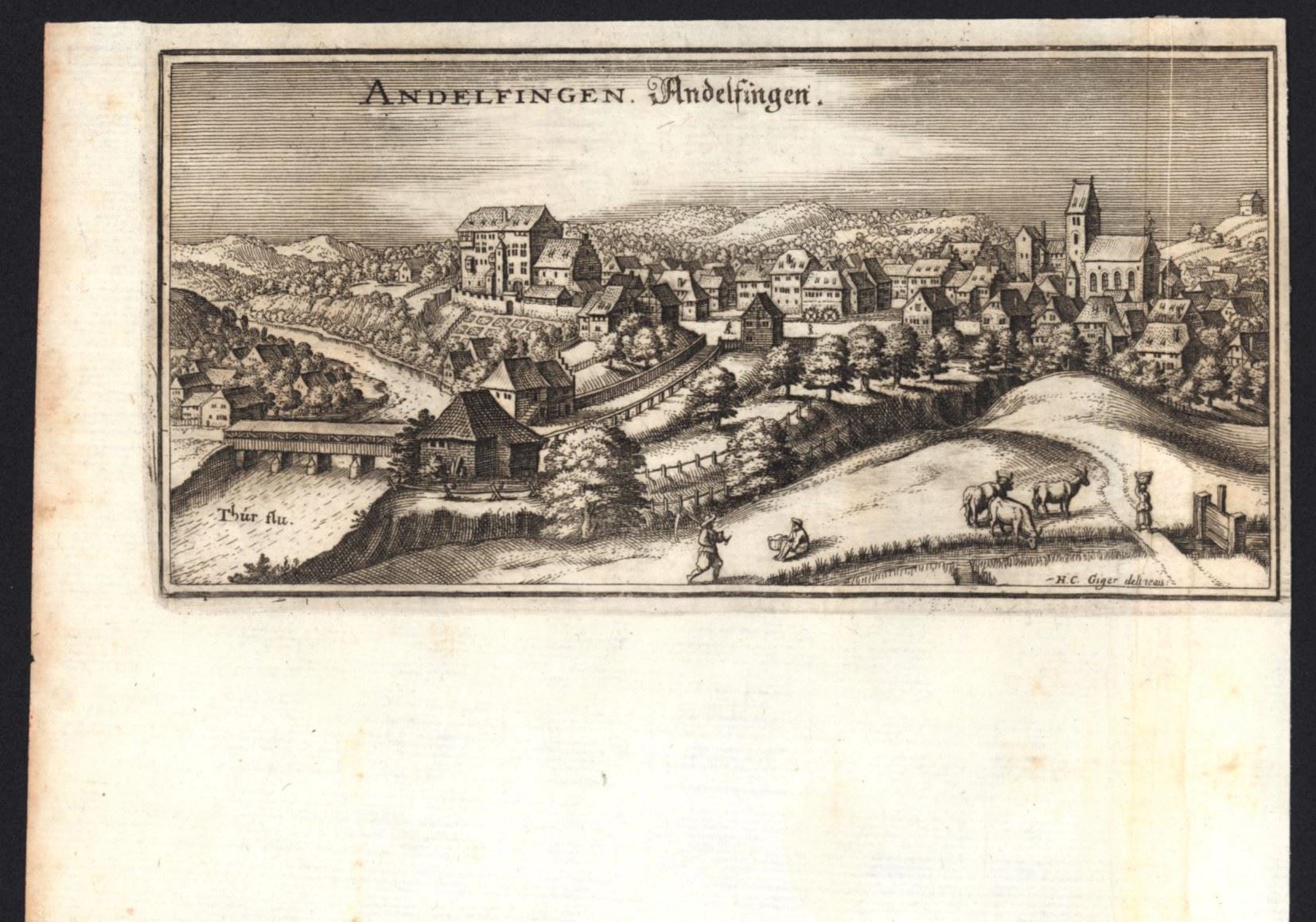 Incisioni: Andelfingen Kupferstich von Merian – Usato da Rafz venduto da Helvet32 1