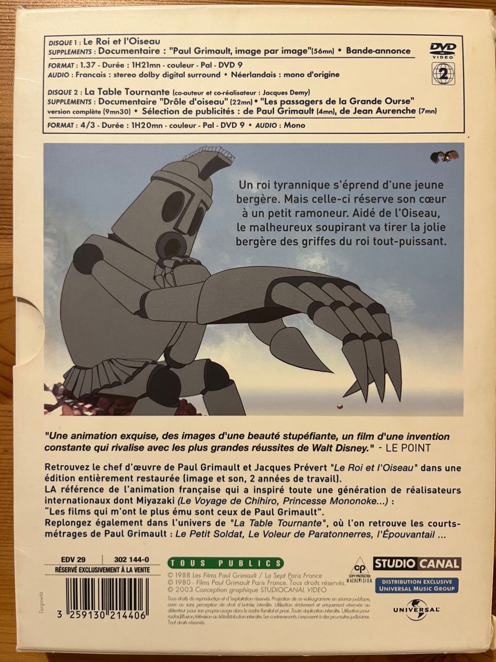 Alle DVDs: LE ROI ET L'OISEAU - PAUL GRIMAULT & JACQUES PREVERT – Gebraucht aus Lausanne von sbar224 1