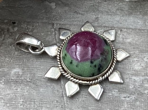Anhänger: Pendentif en argent et jaspe vert et violet – Gebraucht aus Agiez von Beve15 1