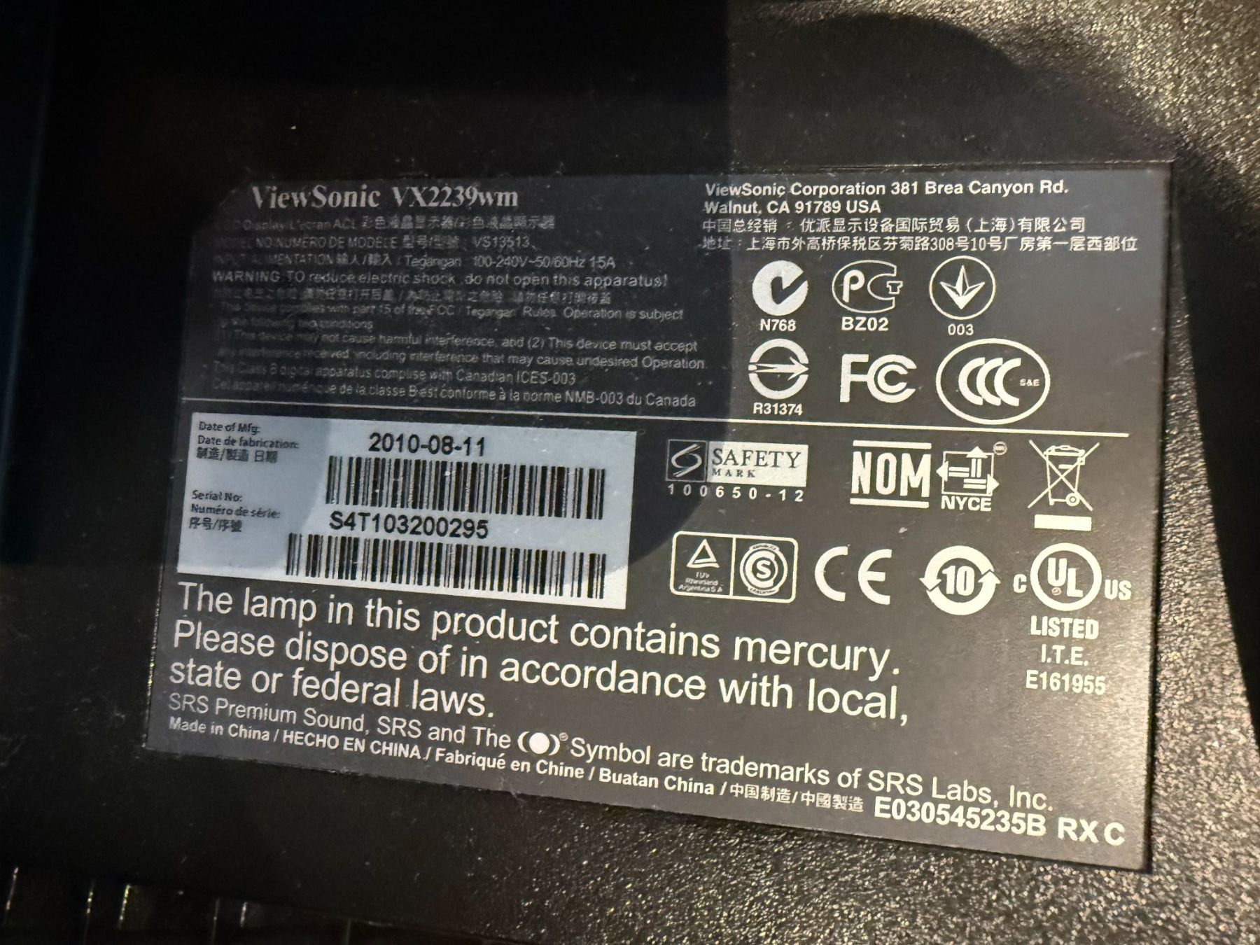 Viewsonic Monitore: Ecran Viewsonic VX2239wm - 21.5inches – Gebraucht aus Founex von MaevaMatahi 2
