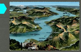 AK color Lago Maggiore TI Vogelschaukarte ≈ 1965