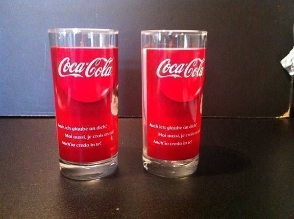 Coca-Cola Bicchieri: 2 Coca Cola Gläser – Nuovo (secondo la descrizione) da Einsiedeln venduto da Brocki59 1