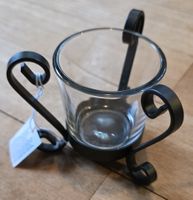 5 Teelichthalter Metall mit Glaseinsatz neu!