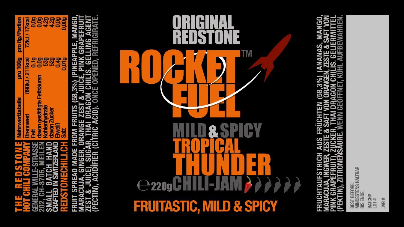 Lebensmittel & Spezialitäten: 3 Gläser Rocket Fuel Tropical Thunder Mild & Spicy Chili Jam – Neu und originalverpackt aus Meilen von tecdiver 2
