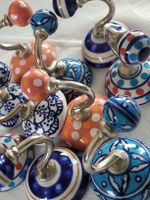 10 Grosse Wandhaken Keramik glasiert 