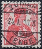 ZÜRICH 7 (ENGE) 24.I.10 - Vollstempel auf Helvetia Brustbild