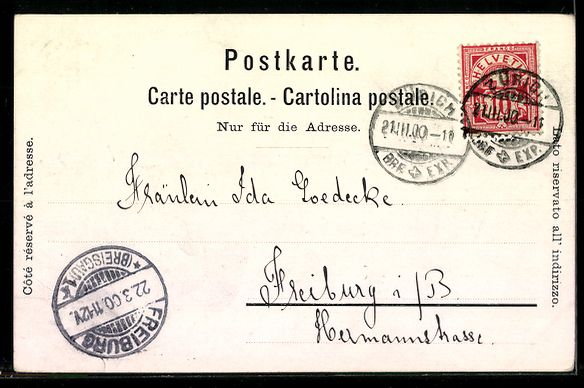Cartoline postali: Zürich, Teilansicht mit Kirche, 1900 – Usato da Berlin venduto da bartko-reher 1