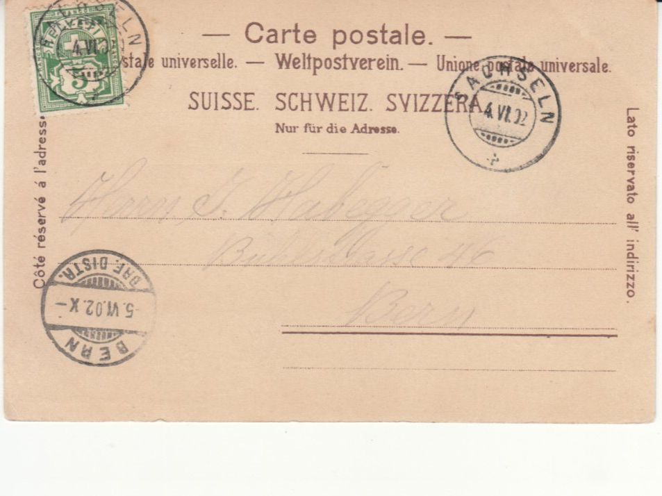 Ansichtskarten: Sachseln 1902 – Gebraucht aus Bürglen TG von StampGraf 1