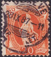 Stehende Helvetia: Nr.66A mit Sackstempel von GENEVE - toll!