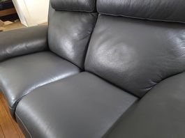 2er Ledersofa Anthrazit mit Liegefunktion