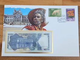 Notenbrief Bankfrische 50-Nuevos Pesos Banknote aus Uruguay