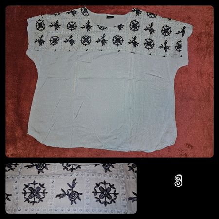 Shirt, hellblau, dunkelblaues Muster, XL, NEU