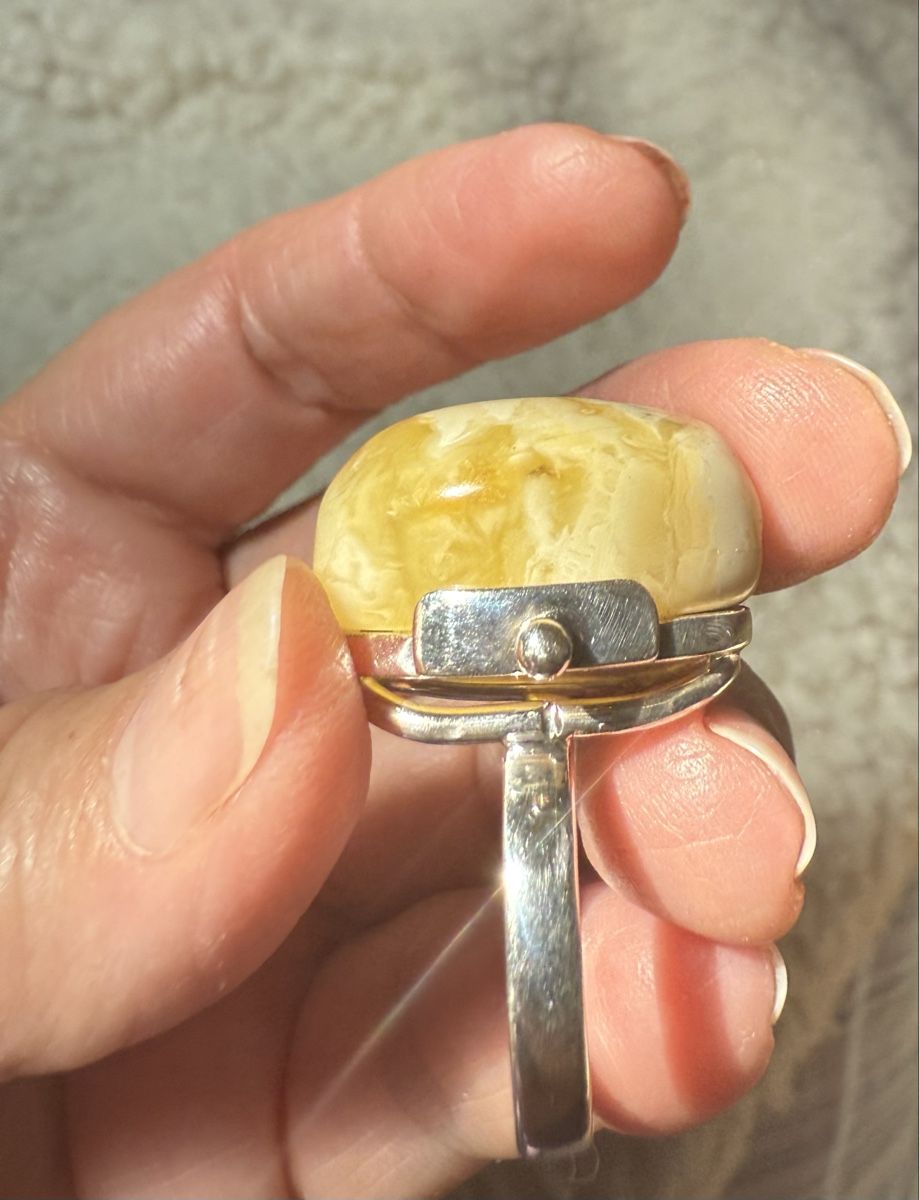 Anelli: Milchiger Bernstein-Silberring – Nuovo e nell'imballaggio originale da Ebikon venduto da elischka