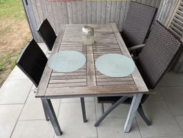 Gartentisch mit 4 Stühlen - Polyrattan
