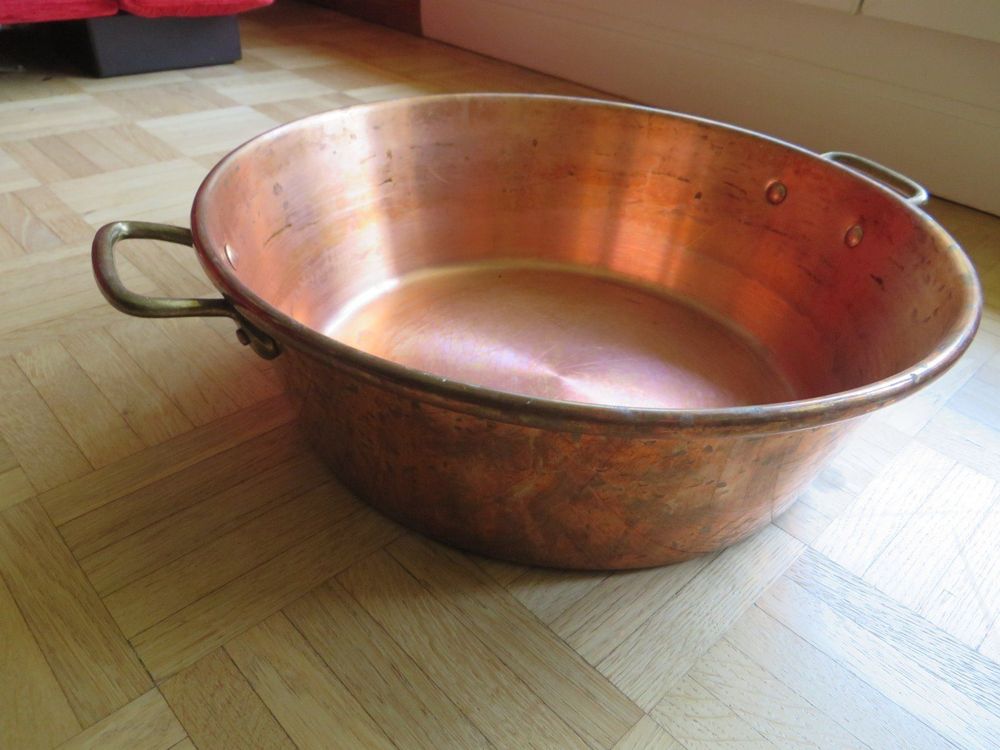 Bassine à Confiture En Cuivre Ancienne - 38 Cm De Diamètre