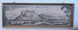 Original Merian Kupferstich Stadt Lenzburg 17. Jhdt.