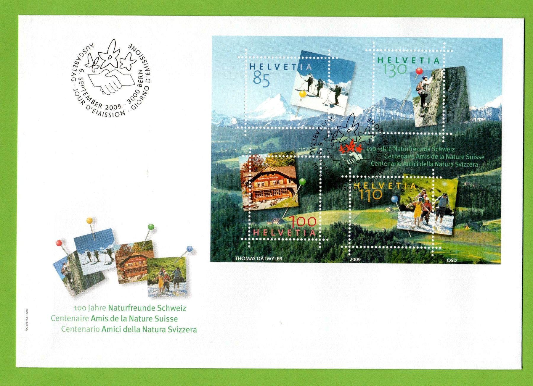 Tutti i francobolli: 2005 FDC Naturfreunde  Schweiz Blockausgabe E6 LP – Usato da Stein am Rhein venduto da Huehnerhund