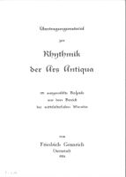 Übertragungsmaterial zur Rythmik des Ars Antiqua
