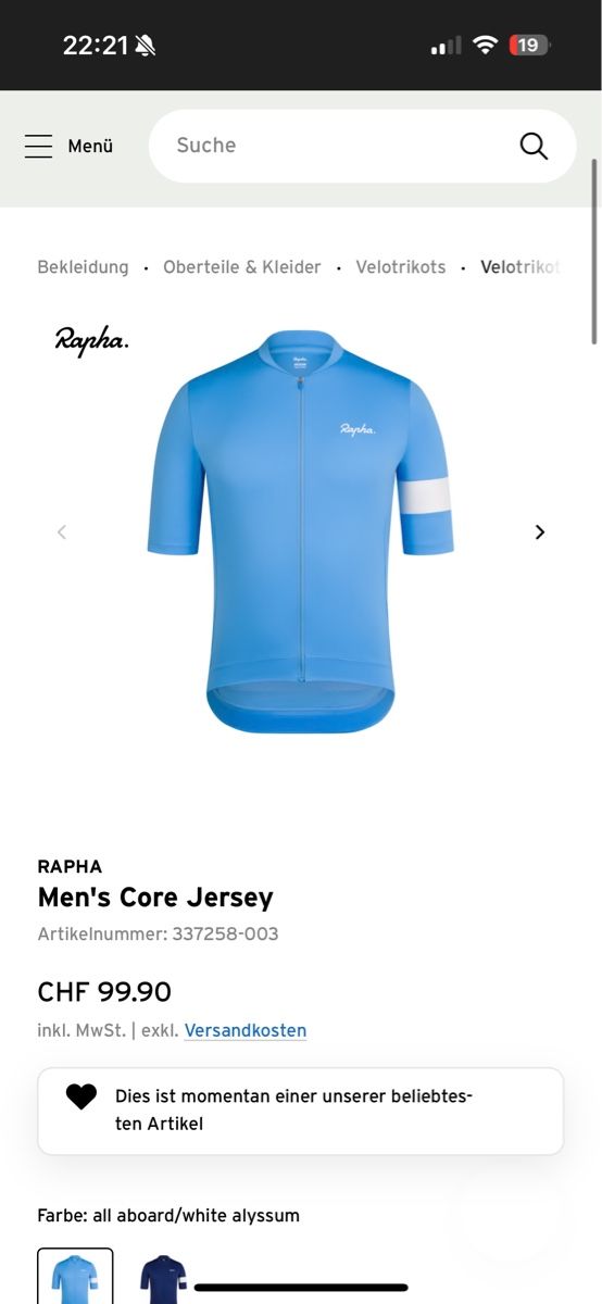 Rapha Canottiere & Pantaloni: MEN'S CORE JERSEY - Orginalpreis 100.- – Nuovo e nell'imballaggio originale da Zürich venduto da luxuryoutlet1 5