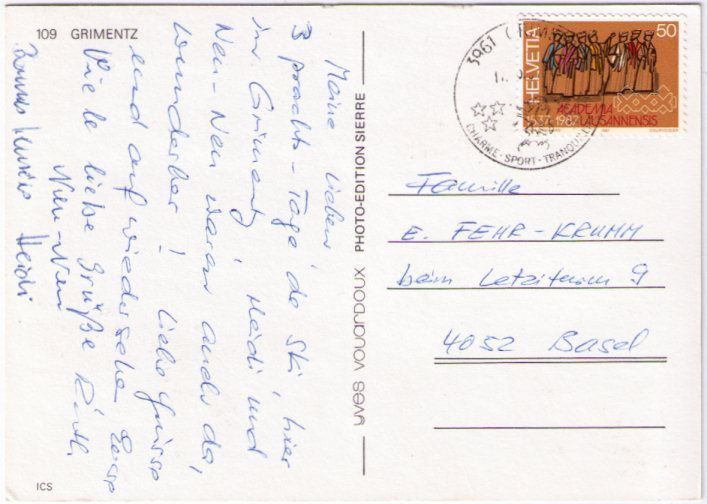 Cartoline postali: Grimentz - 4 Bild AK – Usato da Binningen venduto da Mountainrider 1