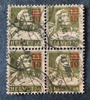 1-31-2 Timbres Helvetia oblitérés. Bloc4 Valeurs surchargées
