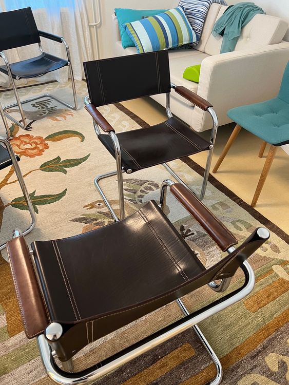 2 Freischwinger Stühle Leder Braun Kaufen auf Ricardo