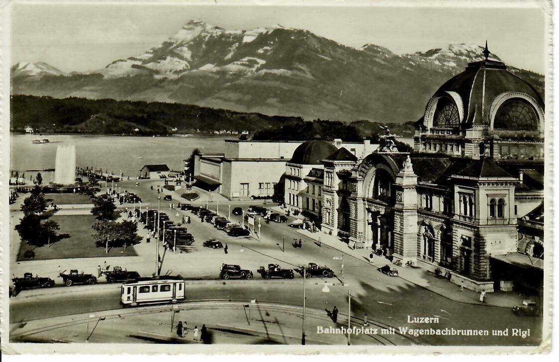 Cartoline postali: Luzern Bahnhofplatz 1948 – Usato da Hochdorf venduto da Ziegel-16
