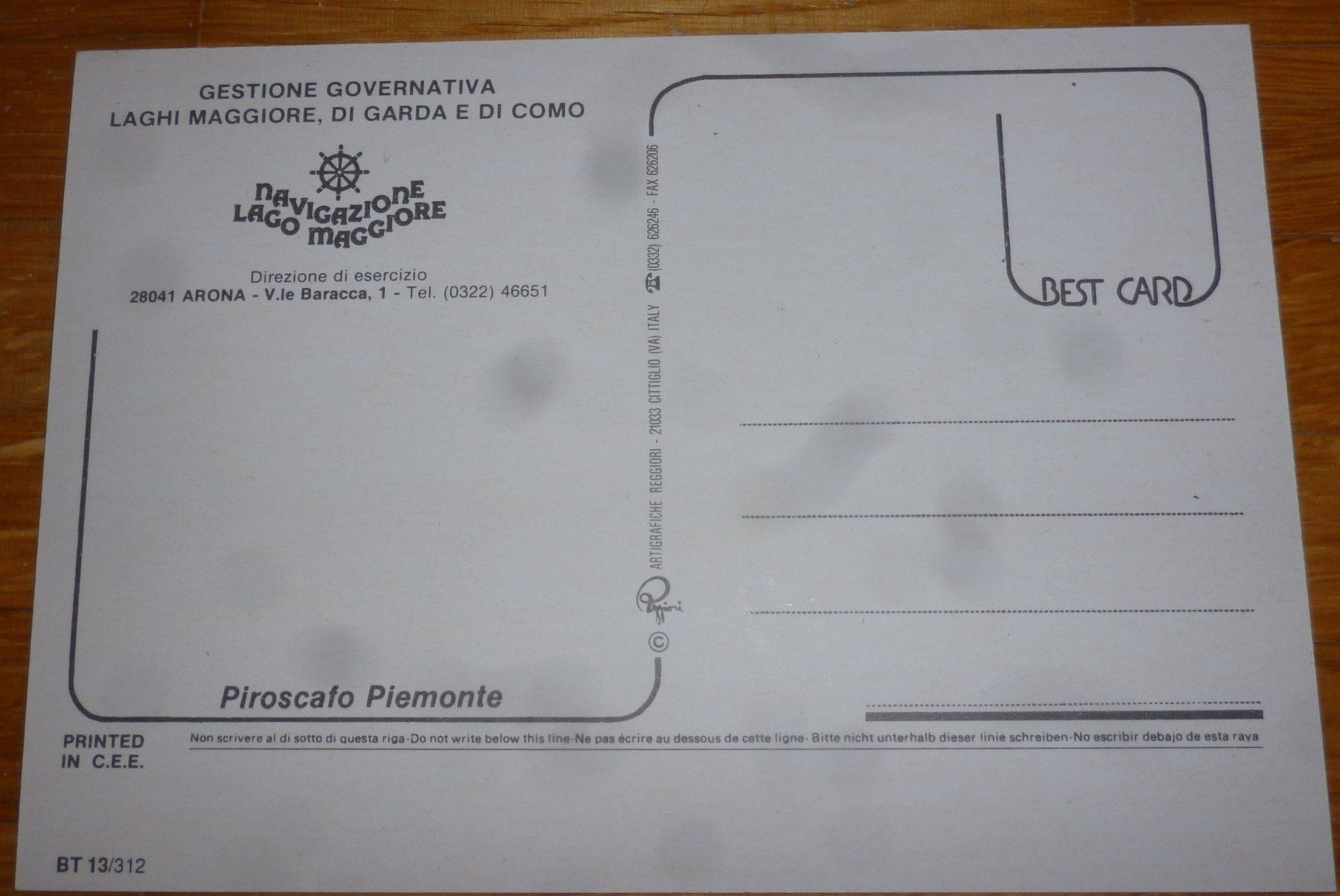 Ansichtskarten: Ansichtskarte DS Piemonte – Gebraucht aus Langenthal von Tbraunbaer 1