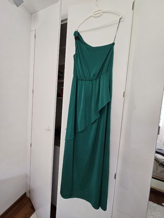 Abendkleid grün One-Shoulder Modell lang guter Zustand