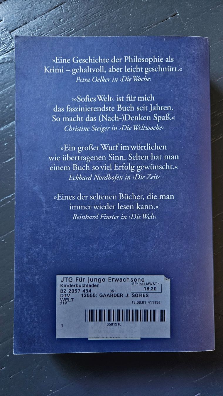 Livres: Roman Sofies Welt von Jostein Gaarder – D'occasion à Basel par True_Hofer_Store 1