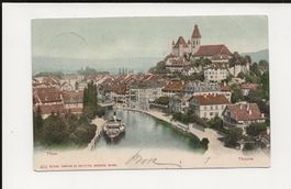 AK 1901 Thun mit Schloss und Aare und Schiff