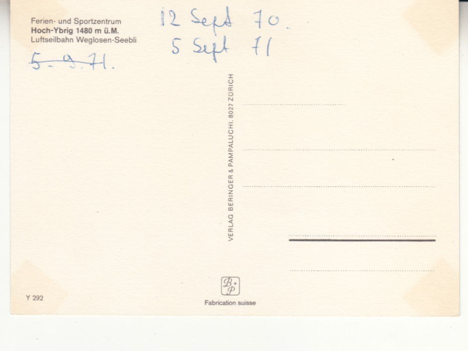 Ansichtskarten: Hoch Ybrig 1970 – Gebraucht aus Bürglen TG von StampGraf 1