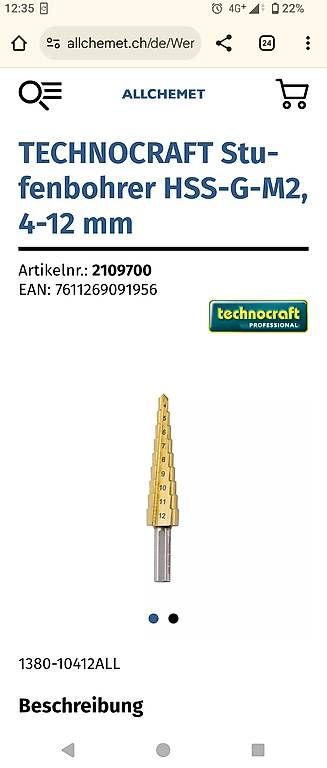 Tutti gli attrezzi: Stufenbohrer 4-12mm Technocraft HSS – Usato da Dachsen venduto da PhantomDMOD 2