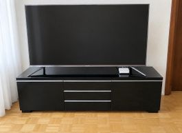 Fernsehmöbel schwarz Hochglanz mit Schubladen und Türen