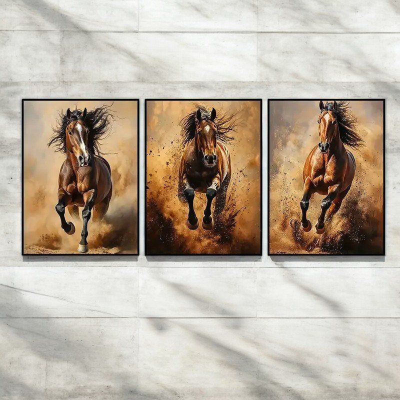 Foto & Immagini: Ensemble de 3x poster affiche Cheval en Course chevaux – Nuovo e nell'imballaggio originale da Meyrin venduto da Nostalgica