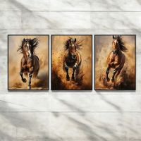 Ensemble de 3x poster affiche Cheval en Course chevaux