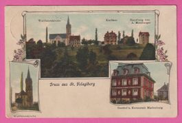 Gruss aus St. Pelagiberg gel 1912?? 3-Bild Karte