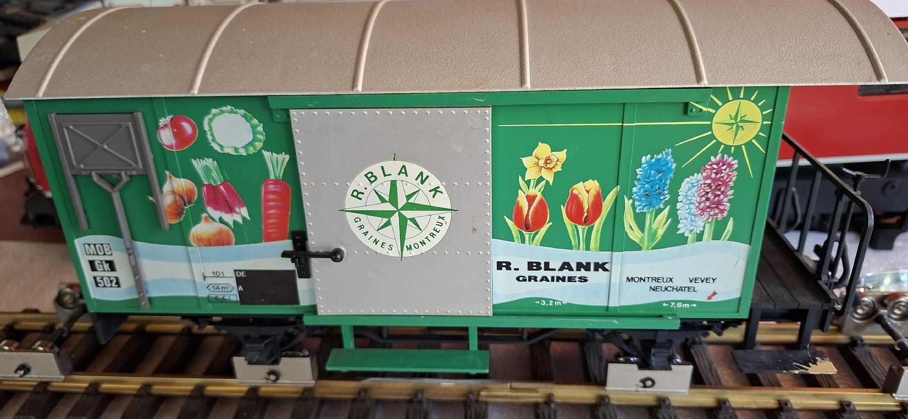LGB Modellini di ferrovie: LGB MOB Güterwagen Gk 502 – Usato da Münsingen venduto da wd65