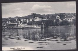 Thalwil Teilansicht mit Hôtel Krone und Dampfschiff Speer