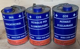 3 leere Blechbüchsen der CH Armee