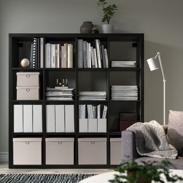 Ikea Scaffali: Kallax 4x4 schwarz mit diversen Boxen – Usato da Bern venduto da Cedric_Fricker
