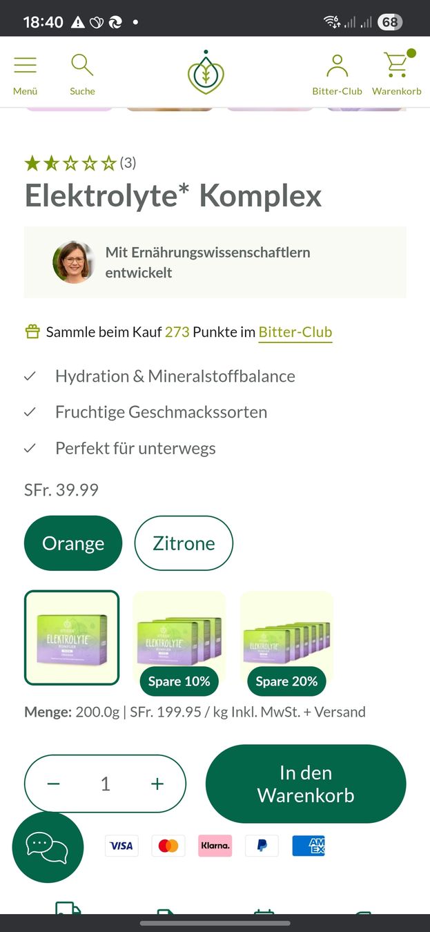 Cibi & Specialità: Bitterliebe Elektrolyte Komplex Orange - 19 Portionen! – Nuovo (secondo la descrizione) da Kriens venduto da Nats1 4