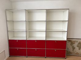 USM Haller Regal weiss rot mit Klapptüren-sehr guter Zustand
